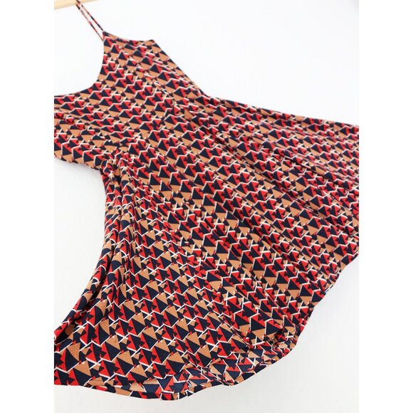 Miss Me Retro Geometric Print Fit Flared Skater Dress S V Neck Pinup Y2K Vintage - Picture 6 of 16